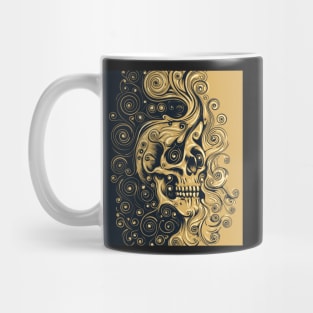 Human Skull Emblem Swirls Ornament colored Design Mug